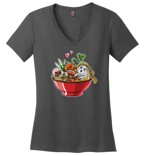 Kawaii Ramen Noodles Cats V-Neck