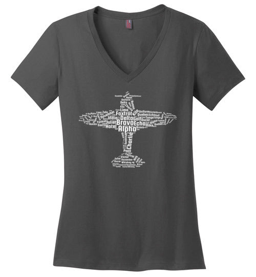 Aviation Alphabet Flying Pilot V-Neck