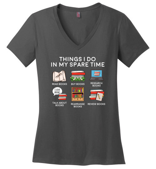 Books Things I Do Spare Time V-Neck