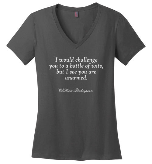 Shakespeare Battle of Wits Quote V-Neck