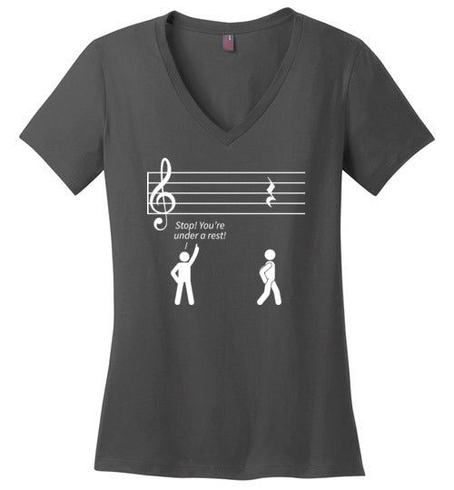 Music Stop Under A Rest V-Neck