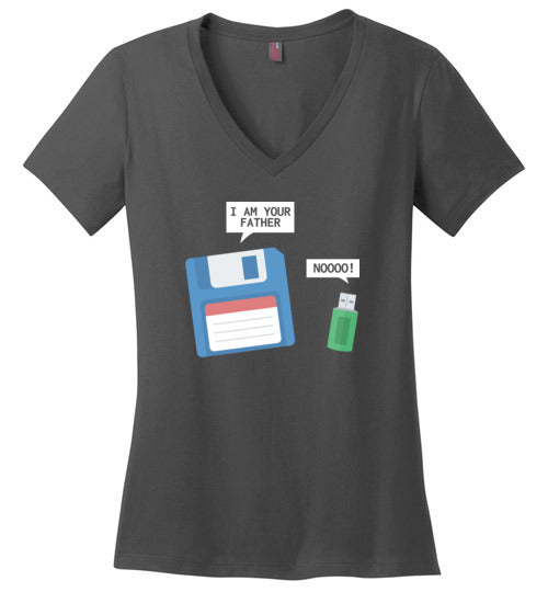 USB Floppy Disk Father Son V-Neck