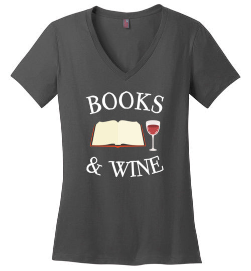 Books And Wine V-Neck