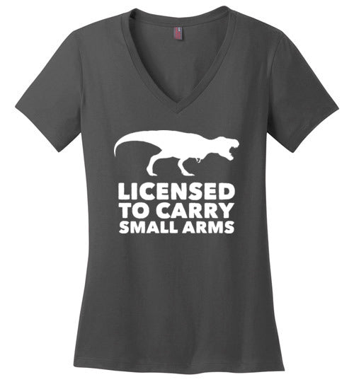 Licensed To Carry Small Arms T-Rex V-Neck