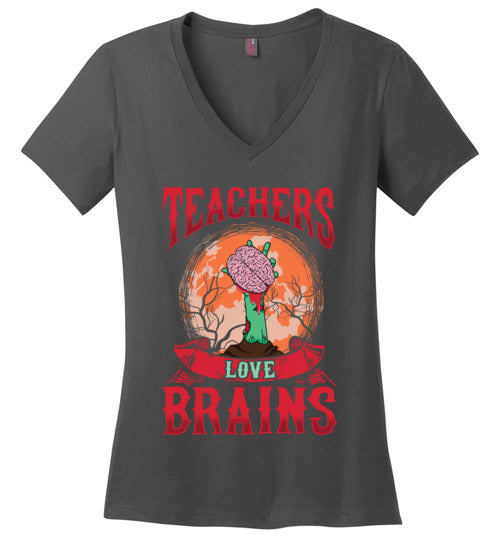 Teachers Love Brains V-Neck