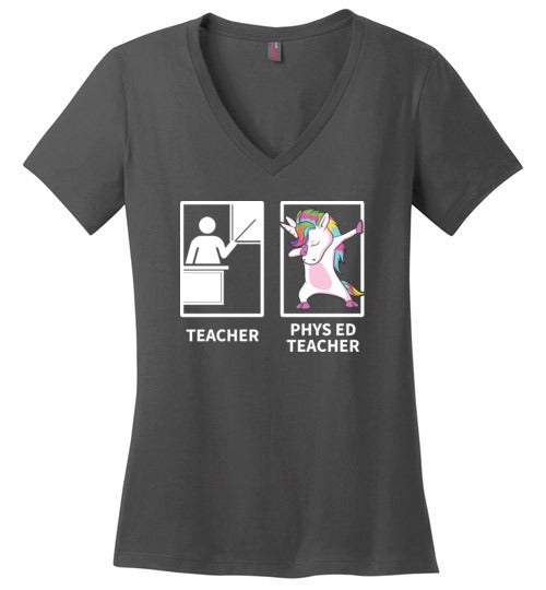 Phys Ed Teacher Unicorn V-Neck