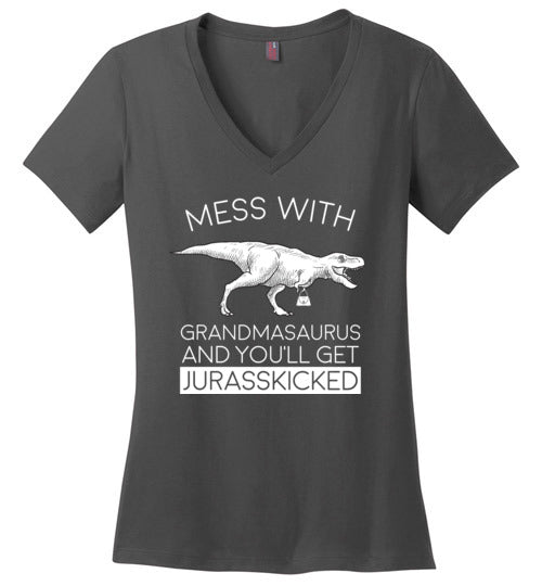 Grandmasaurus Jurasskicked V-Neck