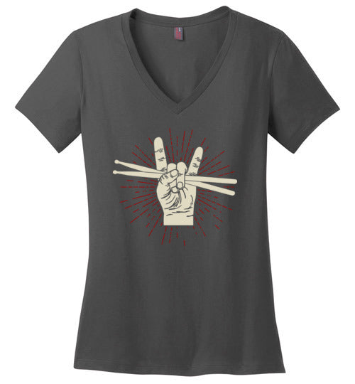Drummer Rock Hands V-Neck