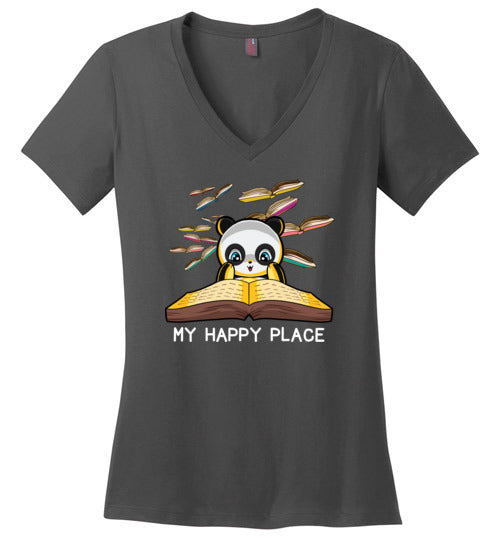 Panda Books Reading My Happy Place V-Neck