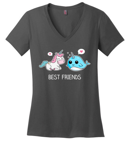 Narwhal Unicorn Best Friends V-Neck