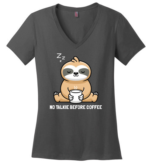 Sloth No Talkie Before Coffee V-Neck