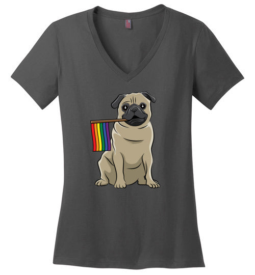 Pug LGBT Flag V-Neck
