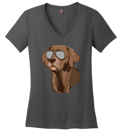 Chocolate Lab Sunglasses V-Neck