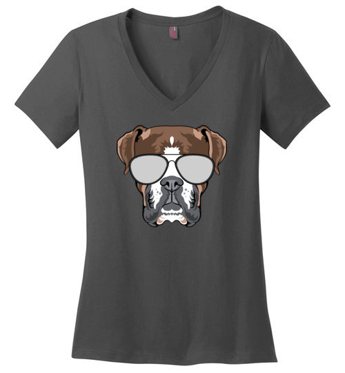 Boxer Dog Sunglasses V-Neck