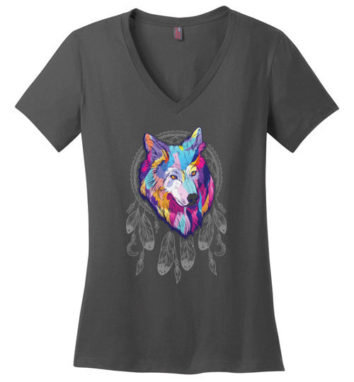 Wolf Dreamcatcher Splash Art V-Neck