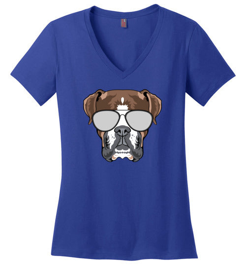 Boxer Dog Sunglasses V-Neck
