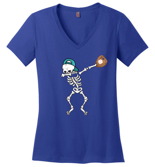 Baseball Dabbing Skeleton V-Neck