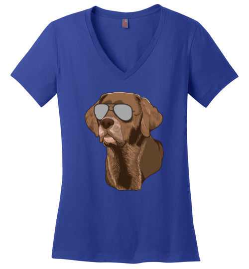 Chocolate Lab Sunglasses V-Neck
