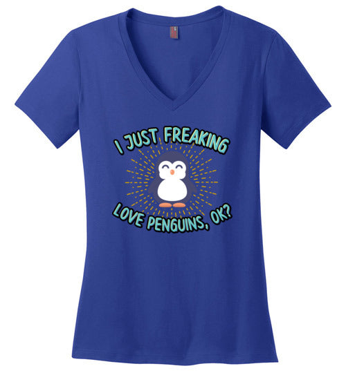 Freaking Love Penguins V-Neck