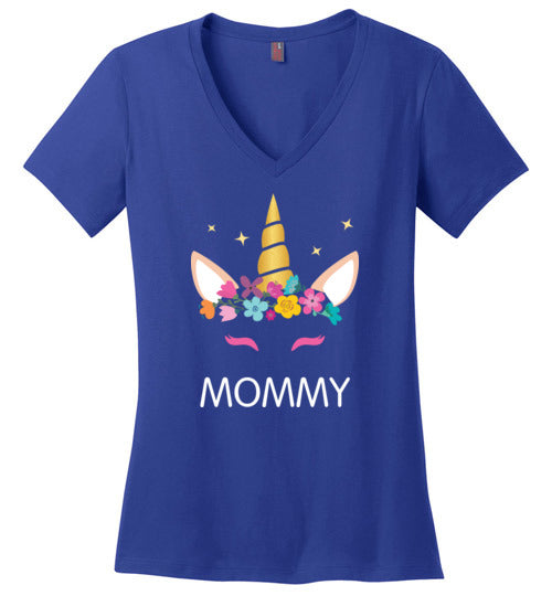 Mommy Unicorn Face V-Neck