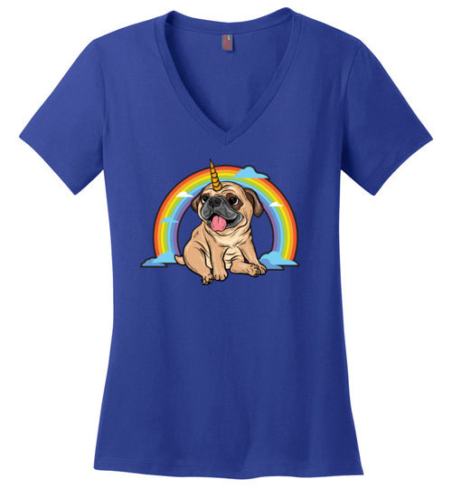 Pug Unicorn V-Neck