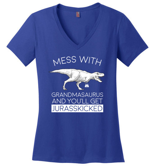 Grandmasaurus Jurasskicked V-Neck