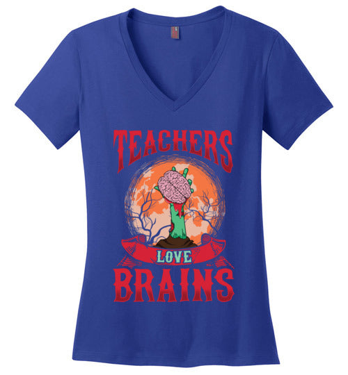 Teachers Love Brains V-Neck