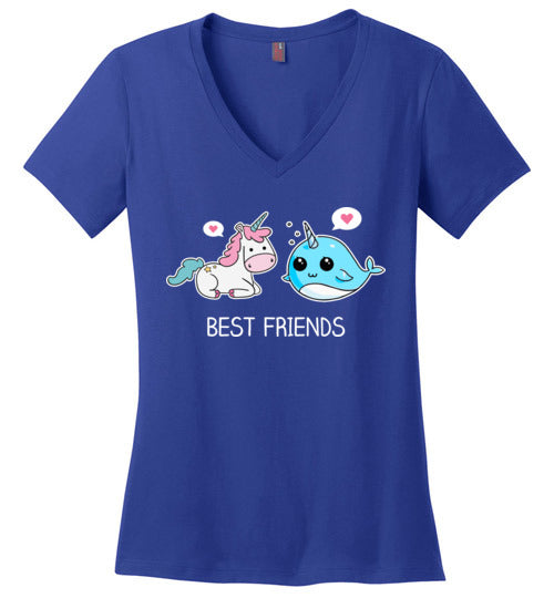 Narwhal Unicorn Best Friends V-Neck