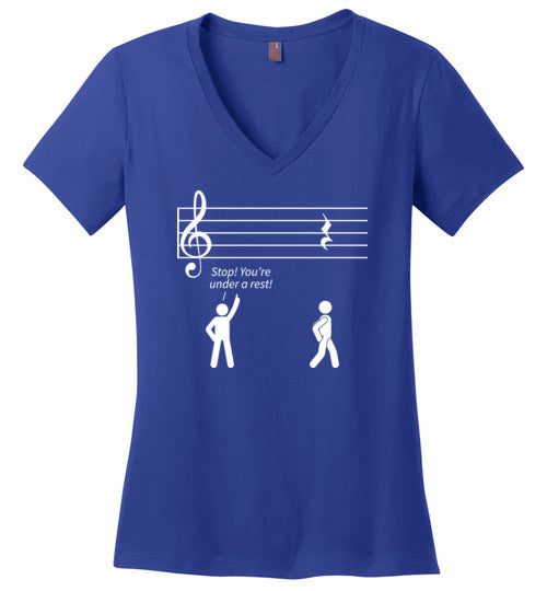 Music Stop Under A Rest V-Neck
