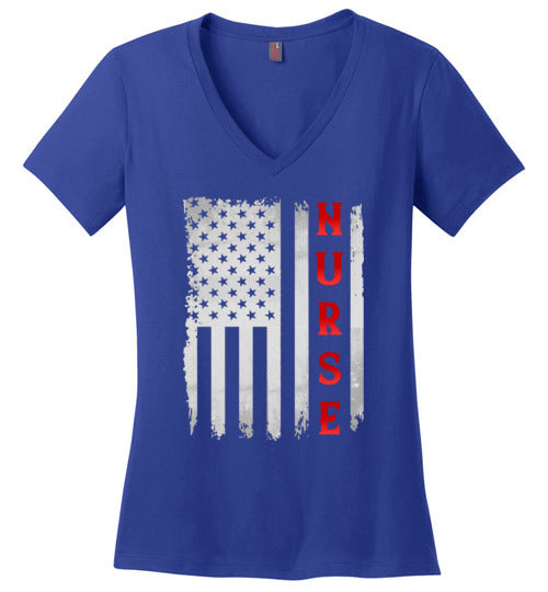 Nurse American Flag V-Neck