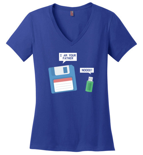 USB Floppy Disk Father Son V-Neck