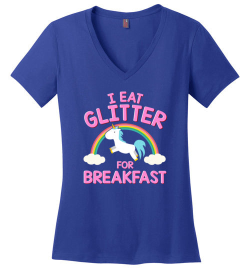 Unicorn I Eat Glitter For Breakfast V-Neck