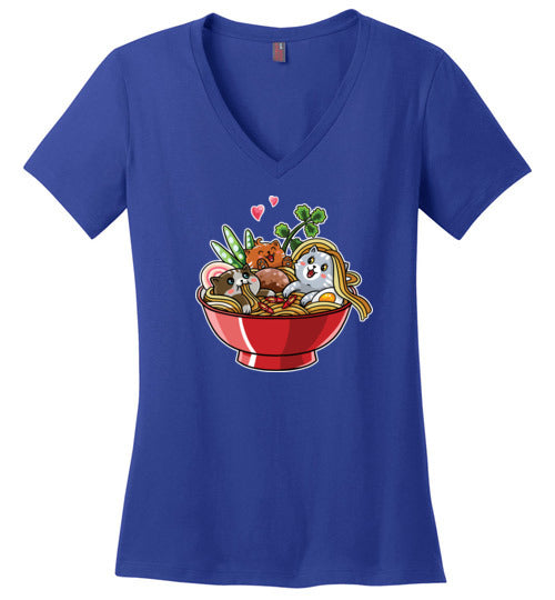 Kawaii Ramen Noodles Cats V-Neck
