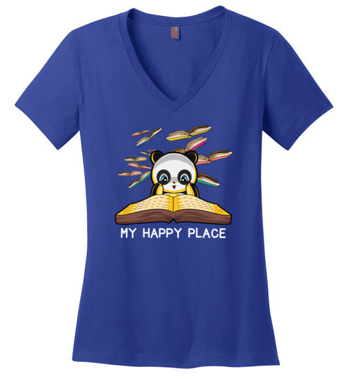 Panda Books Reading My Happy Place V-Neck