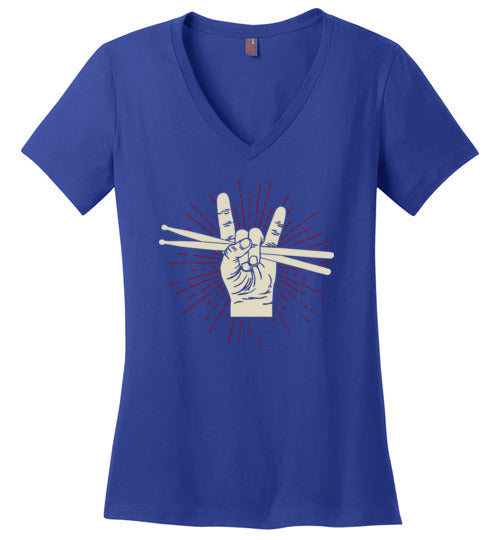 Drummer Rock Hands V-Neck