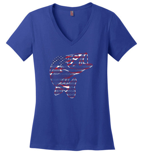 Bass Flag Fishing V-Neck