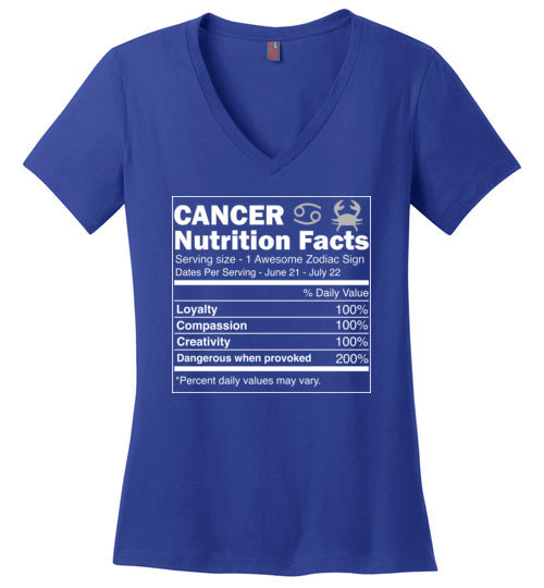 Cancer Zodiac Nutrition Facts V-Neck