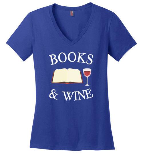 Books And Wine V-Neck