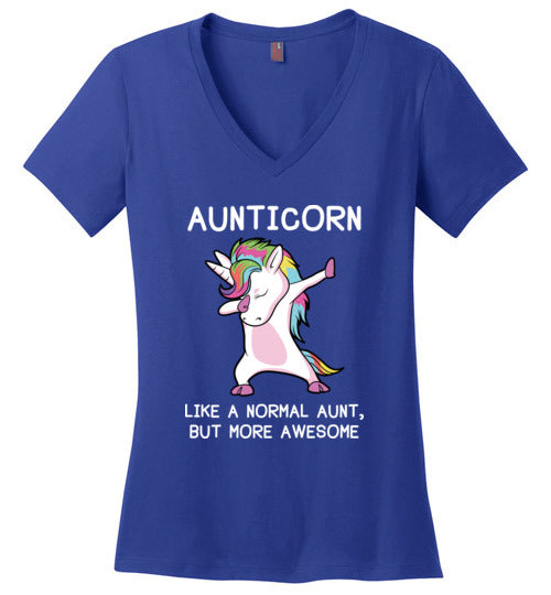 Aunticorn Unicorn Aunt V-Neck