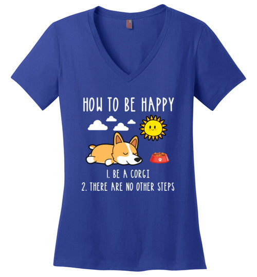 How To Be Happy Corgi V-Neck