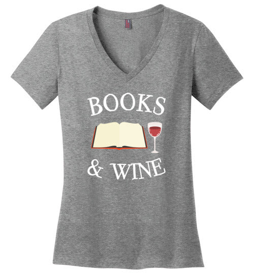 Books And Wine V-Neck