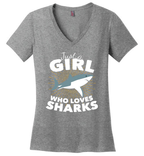 Just A Girl Who Loves Sharks V-Neck