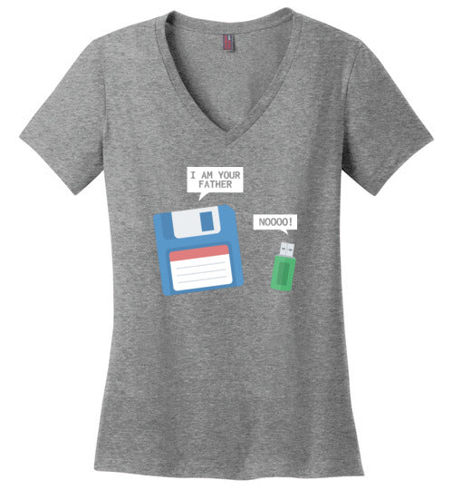 USB Floppy Disk Father Son V-Neck