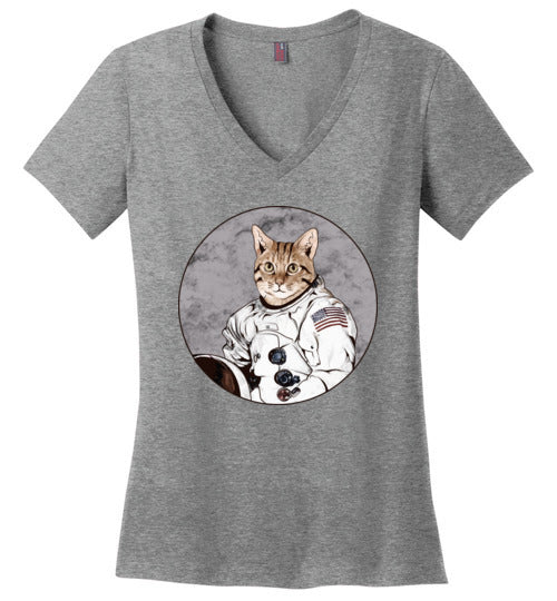 Cat Astronaut V-Neck