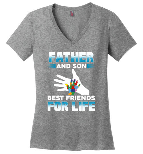 Father Son Autism Best Friends V-Neck
