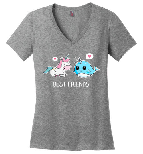 Narwhal Unicorn Best Friends V-Neck
