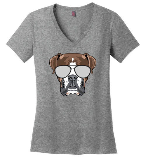 Boxer Dog Sunglasses V-Neck