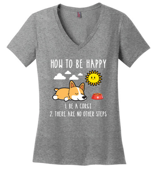 How To Be Happy Corgi V-Neck