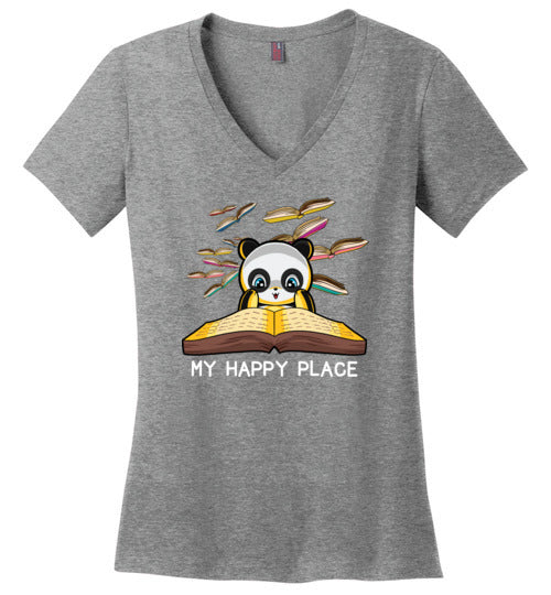 Panda Books Reading My Happy Place V-Neck
