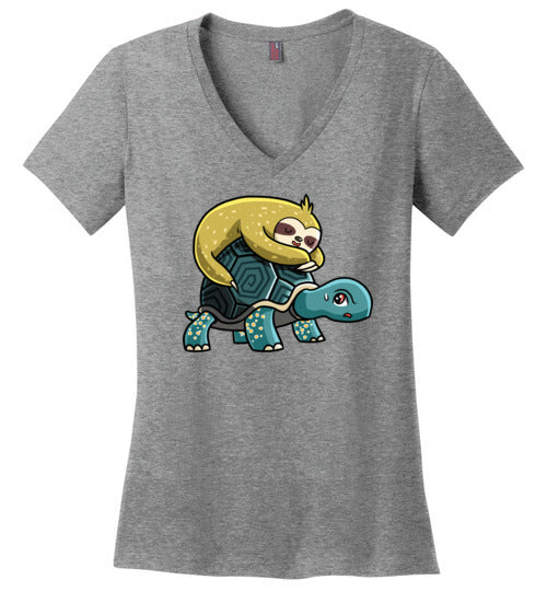 Sloth Riding Turtle V-Neck